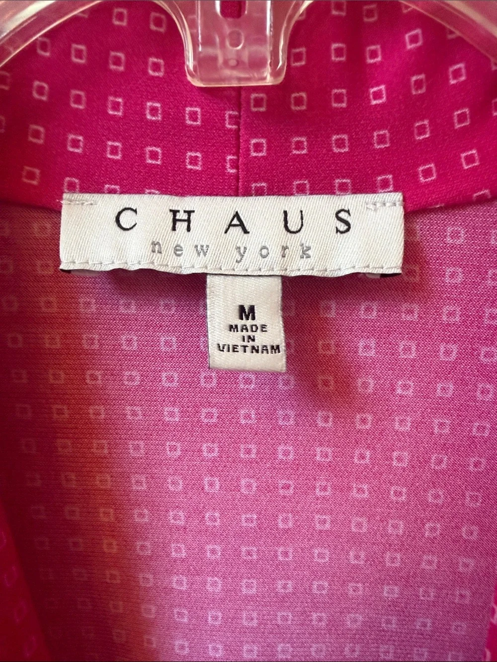 Chaus Sleeveless V-Neck Blouse in Fuchsia with Micro Dot Print - Picture 2 of 7